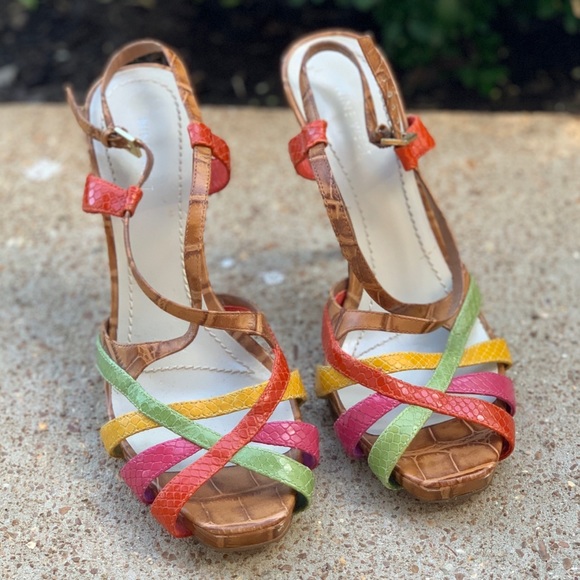 Nine West Multicolored Croco Slingback Heels - Picture 8 of 13